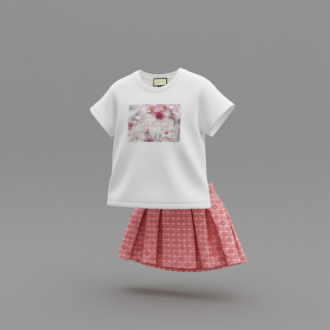 gucci 2pcs plated skirt set