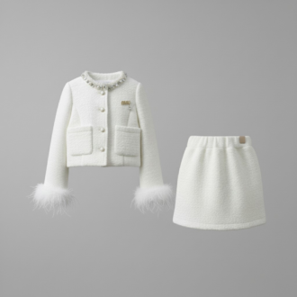 miu miu feathers skirt set
